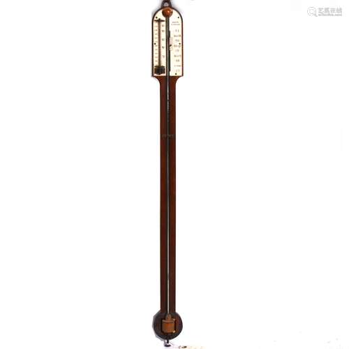 A mahogany stick barometer, signed Smith Wisbeach