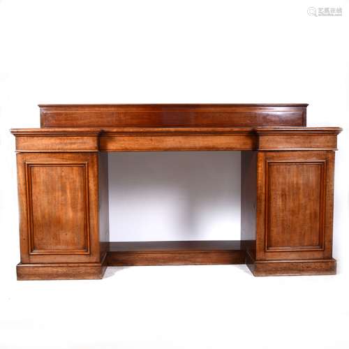 Victorian mahogany inverted breakfront twin pedestal sideboard,