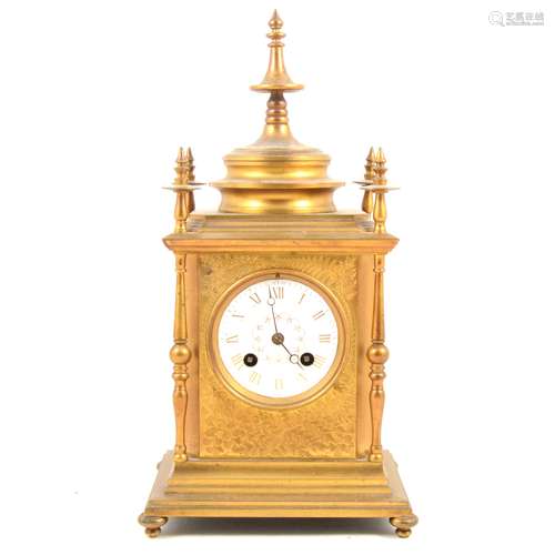 Victorian gilt brass mantel clock, Howell James et Cie movement