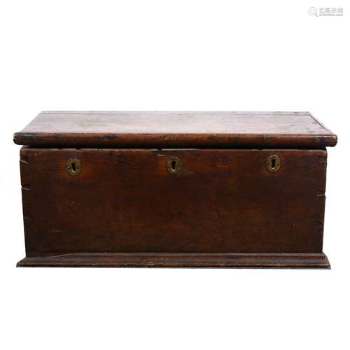 A late 18th/ early 19th century oak chest