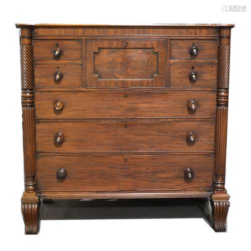 A large mahongany chest of drawers, 19th century