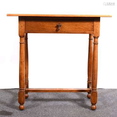 A Craftsman made oak side table, mid 20th Century