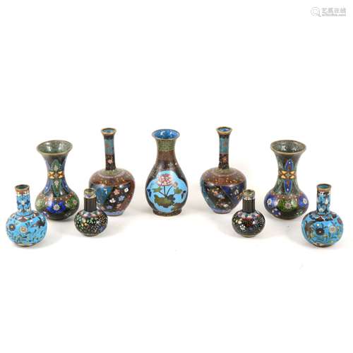 A quantity of cloisonne vessels