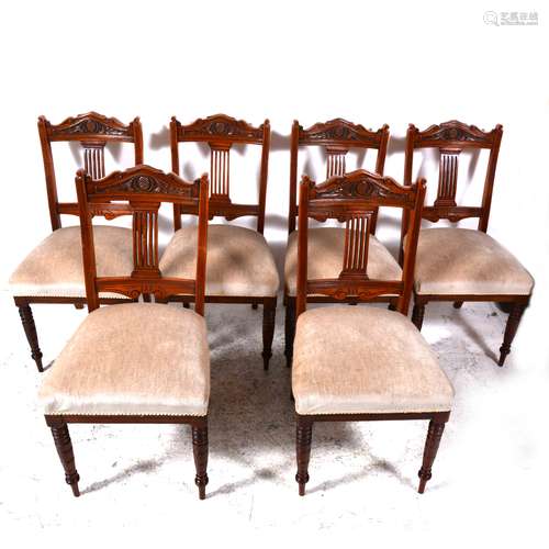 A set of six Edwardian mahogany dining chairs