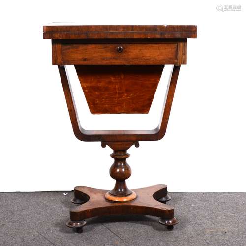 A Victorian rosewood card and work table