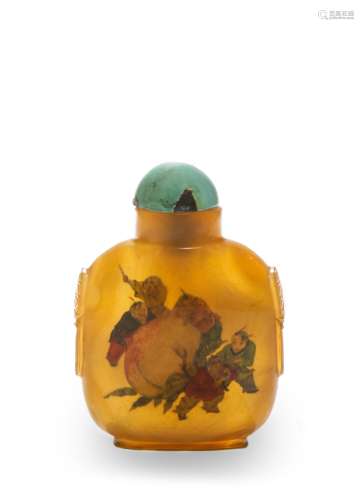 Agate Inside-Painted Snuff Bottle, Ye Xiaofeng葉曉峰 瑪瑙內畫嬰戲圖鼻煙壺