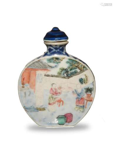 Chinese Famille Rose Snuff Bottle, Qing清乾隆 粉彩人物鼻煙壺