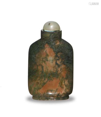 Chinese Agate Snuff Bottle, 19th Century十九世紀 水草瑪瑙鼻煙壺