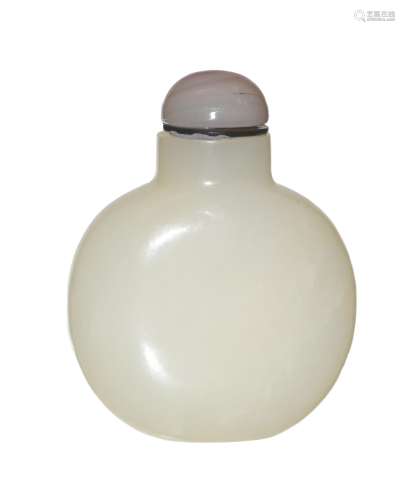 Chinese White Jade Snuff Bottle, Early 19th C#十八/十九世紀 白玉鼻煙壺