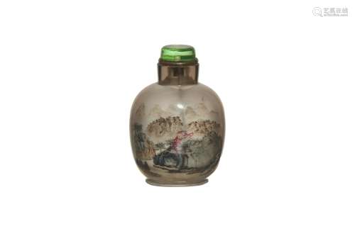 Chinese Inside-Painted Snuff Bottle, Late 19th C#十九世紀晚 內畫山水鼻煙壺 松轩主人