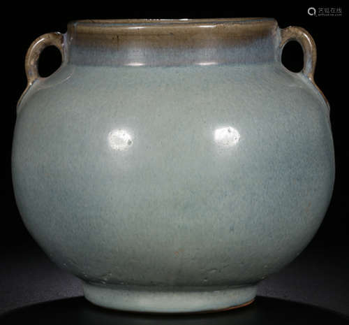 A RUYAO GLAZE DOUBLE EAR JAR