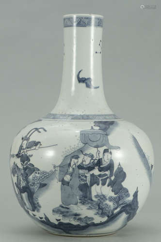 A BLUE&WHITE GLAZE VASE WITH FIGURE PATTERN