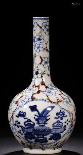 A BLUE&WHITE GLAZE VASE WITH CRACK PATTERN