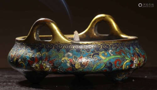 A CLOISONNE CAST CENSER