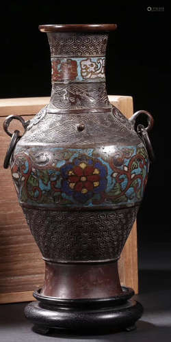 A CLOISONNE CAST VASE