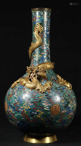 A CLOISONNE CAST VASE