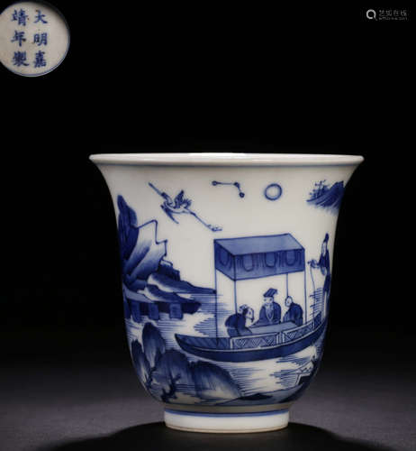 A BLUE&WHITE GLAZE CUP