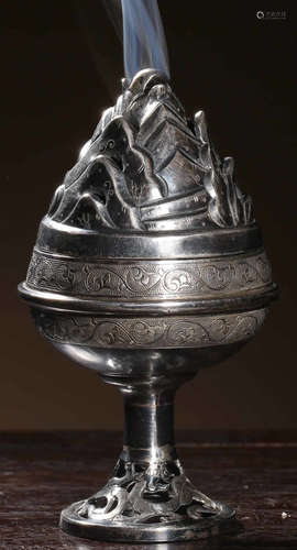 A SILVER CAST CENSER