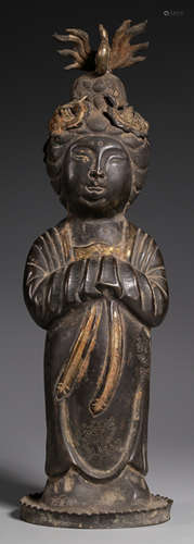 A GILT BRONZE CAST FIGURE STATUE