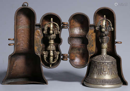 A COPPER CAST VAJRA BELL&PENDANT