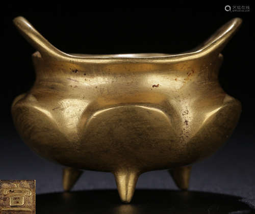 A GILT BRONZE CAST CENSER