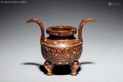 BROWN GLAZED TRIPOD CENSER