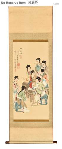 COLOR AND INK ON CLOTH PAINTING 'EIGHT BEAUTIES'