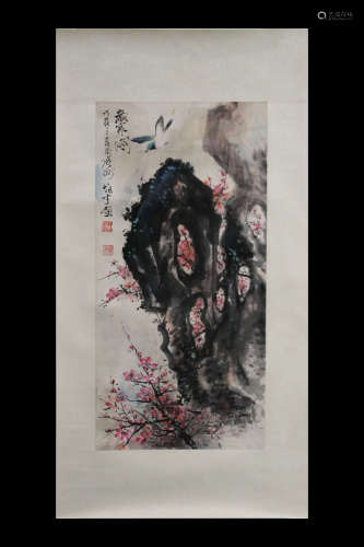 LI XIONGCAI: INK AND COLOR ON PAPER PAINTING 'FLOWERS AND BIRDS'