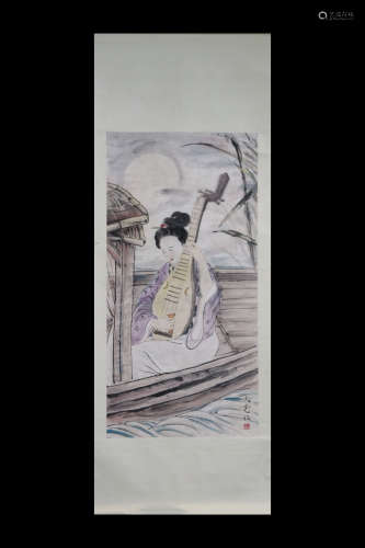 FANG RENDING: INK AND COLOR ON PAPER PAINTING 'LADY'