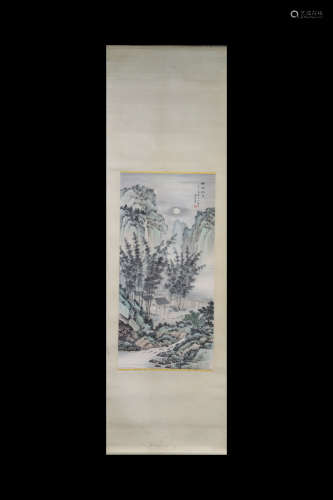 YUAN SONGNIAN: INK AND COLOR ON PAPER PAINTING 'LANDSCAPE SCENERY'