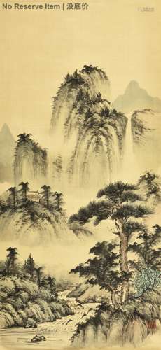LIN QINGKUAN: INK AND COLOR ON SILK PAINTING 'LANDSCAPE SCENERY'