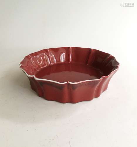 MONOCHROME COPPER RED GLAZED FLORIFORM WASHER