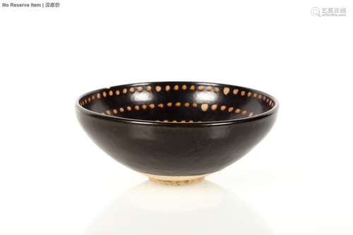 BLACK GLAZED SPOTTED BOWL