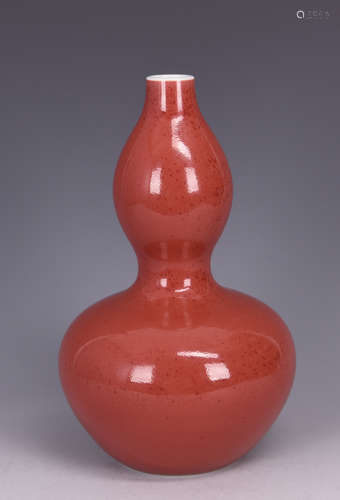 COPPER RED GLAZED DOUBLE GOURD VASE