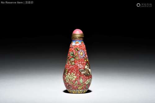 PAINTED 'FLOWERS' GLASS SNUFF BOTTLE