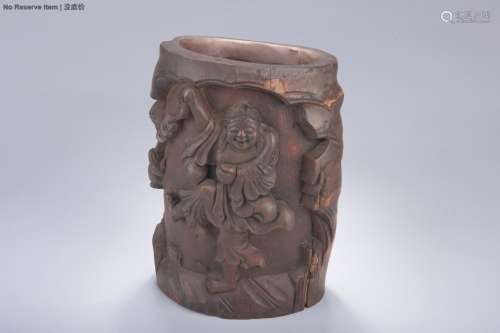 CHINESE CARVED BAMBOO BRUSH POT