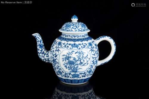 BLUE AND WHITE 'FLOWERS' TEAPOT