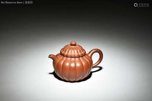 YIXING ZISHA LOBED TEAPOT