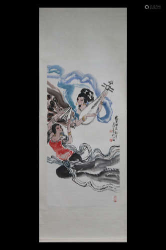 DONG CHENGSHENG: INK AND COLOR ON PAPER PAINTING 'FEITIAN'