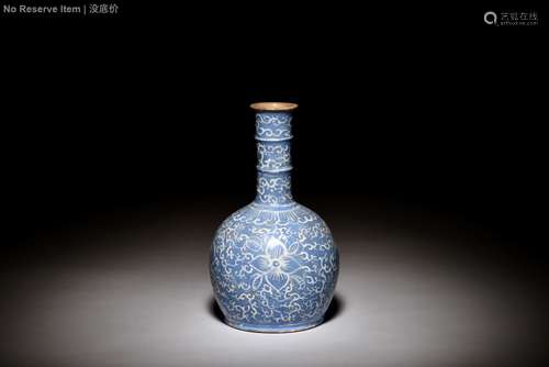 BLUE GLAZED 'FLOWERS' VASE