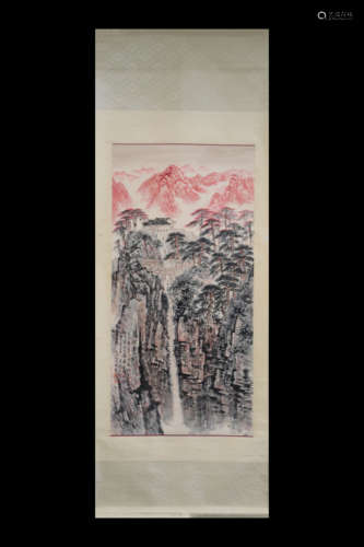 SONG WENZHI: INK AND COLOR ON PAPER PAINTING 'LANDSCAPE SCENERY'