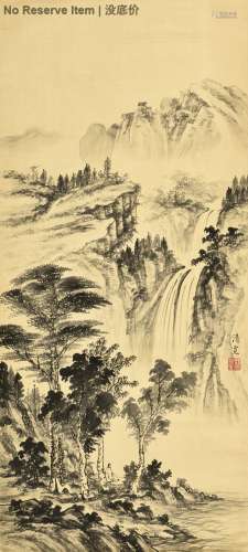 LIN QINGKUAN: INK ON SILK PAINTING 'LANDSCAPE SCENERY'