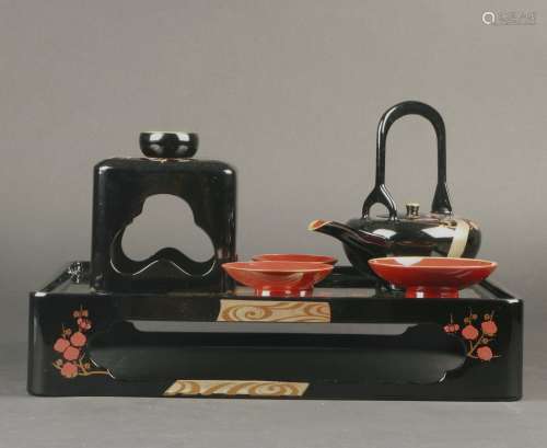 A Set Of Lacquered Teaware