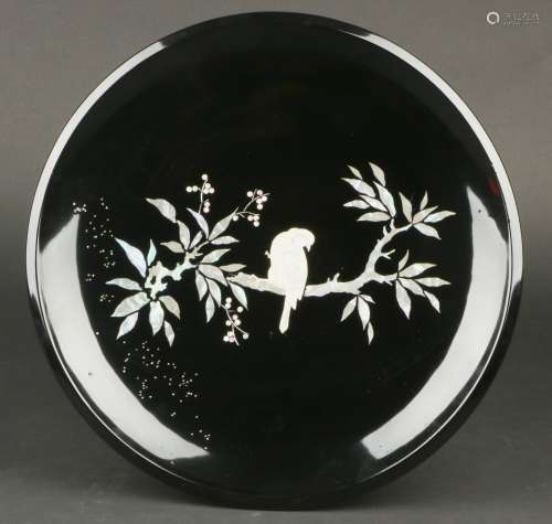 A Japanese Mother-Of-Pearl Inlaid Lacquered Plate