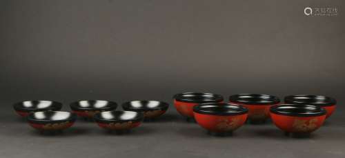 A Set Of Japanese Lacquered Bowls And Dishes