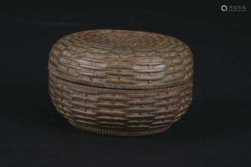 A Carved Bamboo Box And Cover