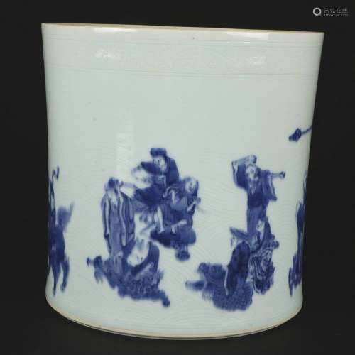 A Blue And White Porcelain Brush Pot