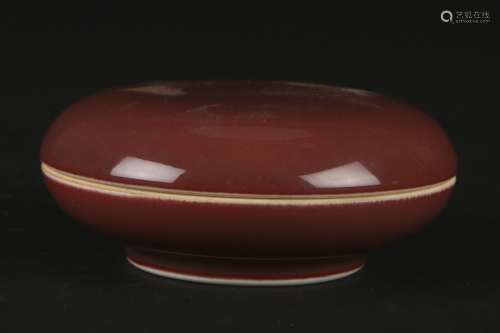 A Red Glazed Porcelain Seal Paste Box