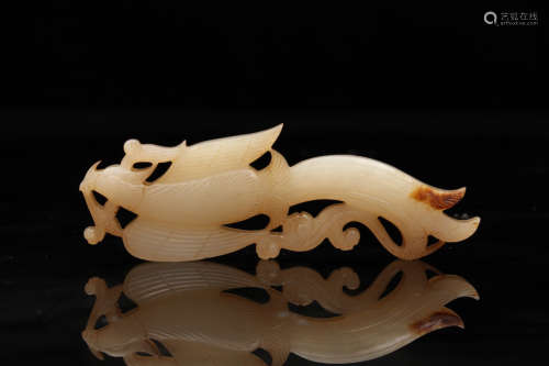 A Chinese Carved Hetian Jade phoenix Ornament