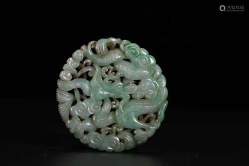 A Chinese Dragon Pattern Jadeite Wazi Ornament